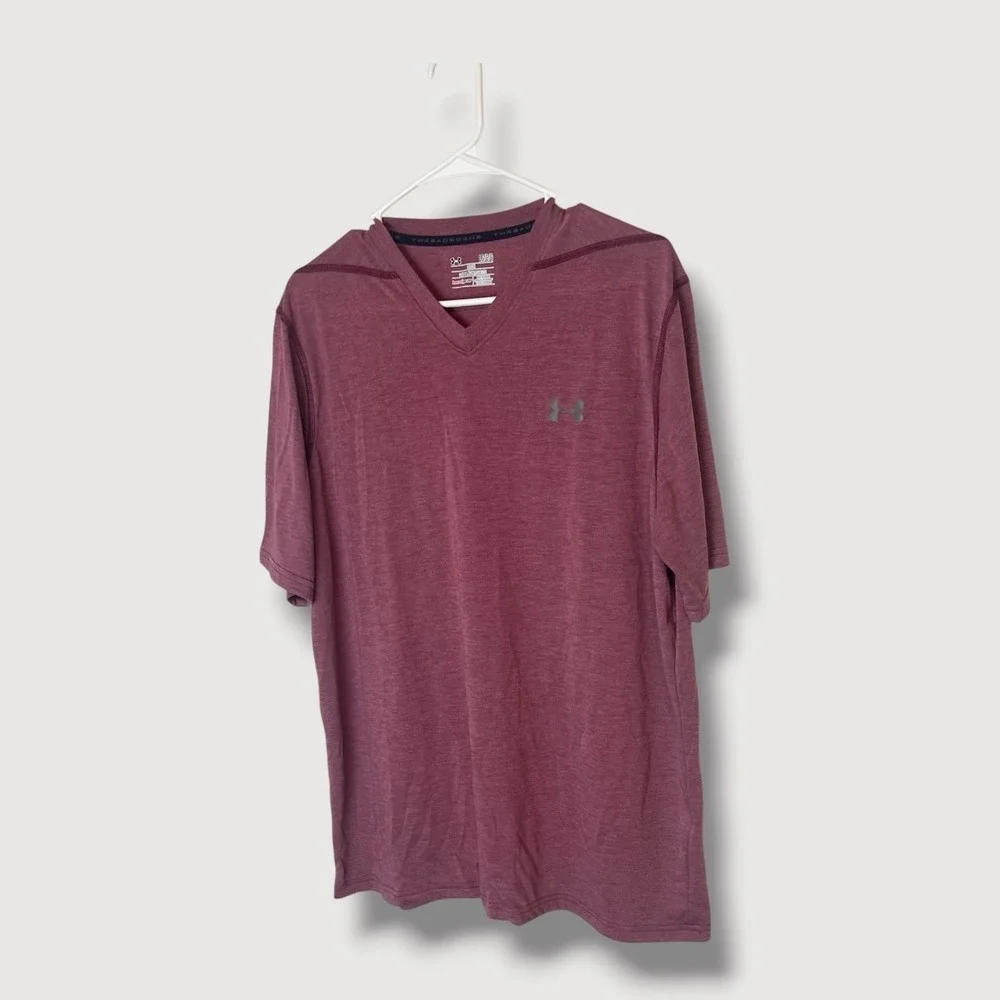 Under Armour Mens Light Purple V-Neck Tee Shirt Size Large